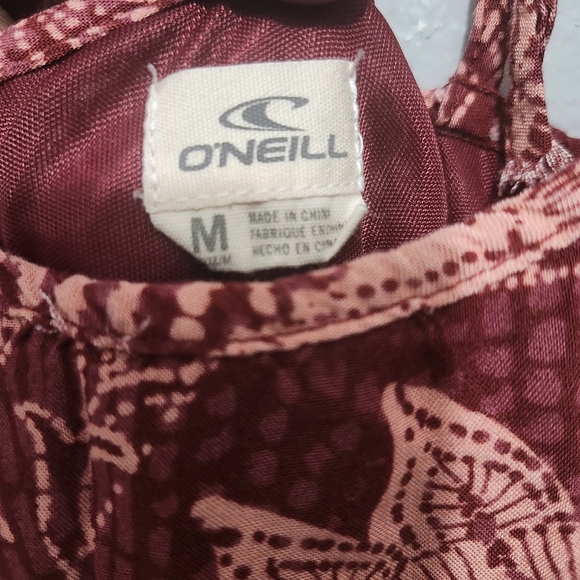 O Neill Maroon Spaghetti Strap Maxi Dress Size M Beach Resort Vacation - Picture 4 of 7